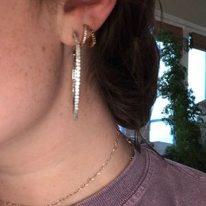 silver hoops with diamonds